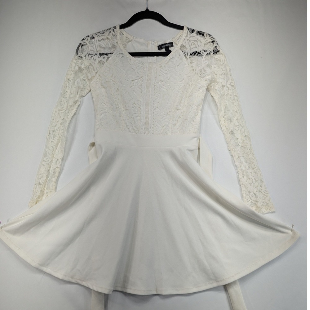Speechless Ivory Lace Top Fit‎ Flare Dress Long Sleeve Size 3
